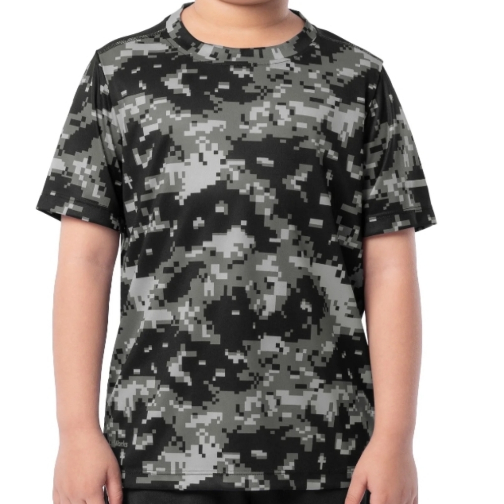 Athletic Works Boys Short Sleeve Core Active T-shirt Black Camo Size L 10-12